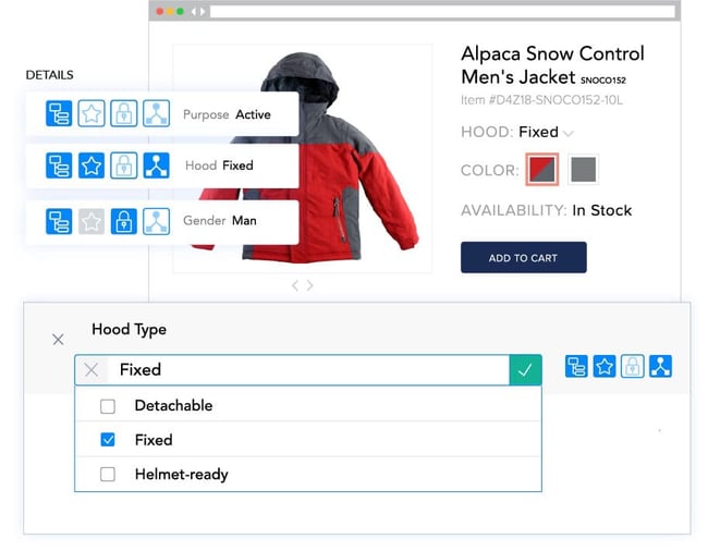 User interface in Bluestone PIM showing options for product attributes