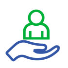 Protection symbol with a user icon and a hand Protection symbol with a user icon and a hand